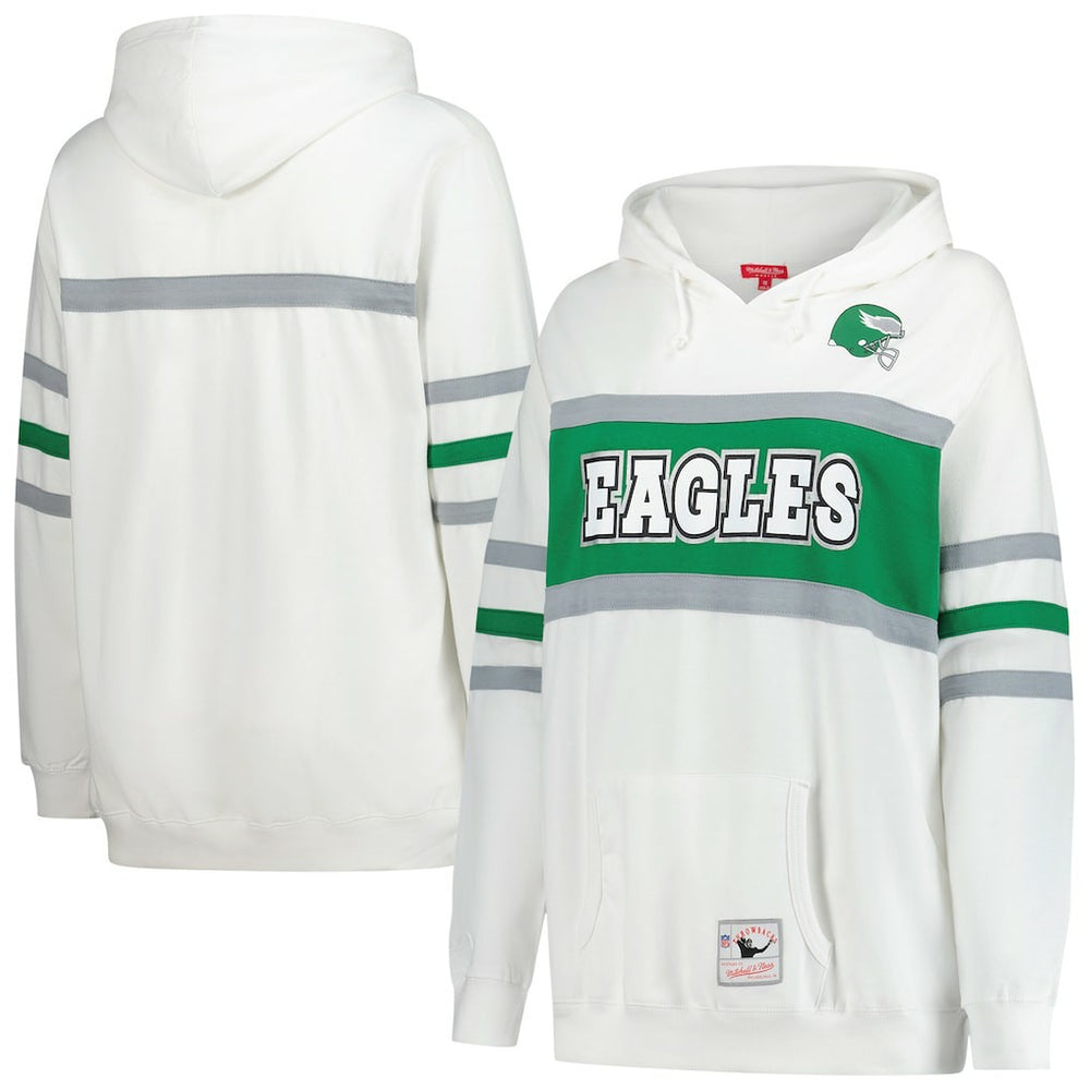 Philadelphia Eagles Women's Plus Size Head Coach Throwback Pullover Hoodie White