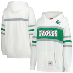 Philadelphia Eagles Women's Plus Size Head Coach Throwback Pullover Hoodie White