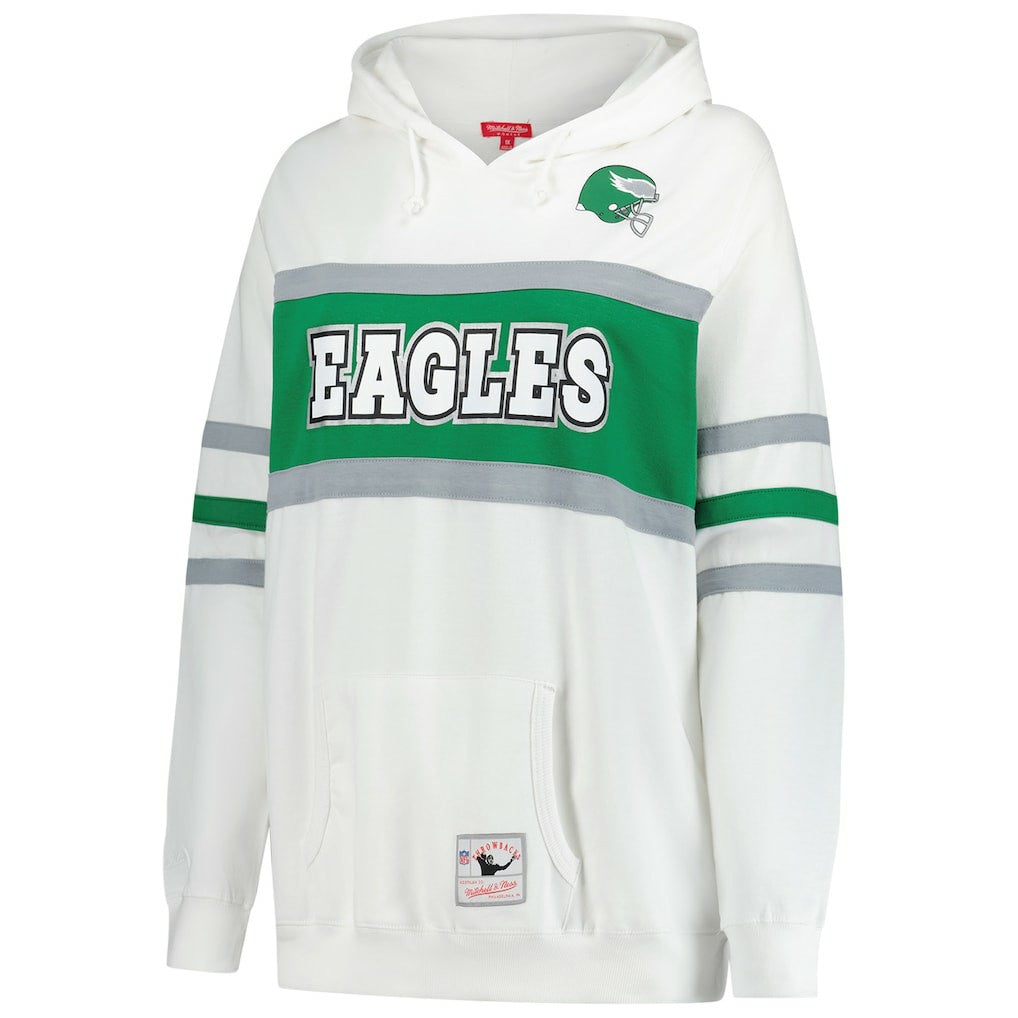 Philadelphia Eagles Women's Plus Size Head Coach Throwback Pullover Hoodie White