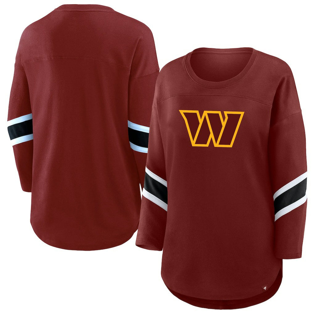 Washington Commanders Women's Plus Size Redzone 3/4-Sleeve Scoop Neck T-Shirt Burgundy