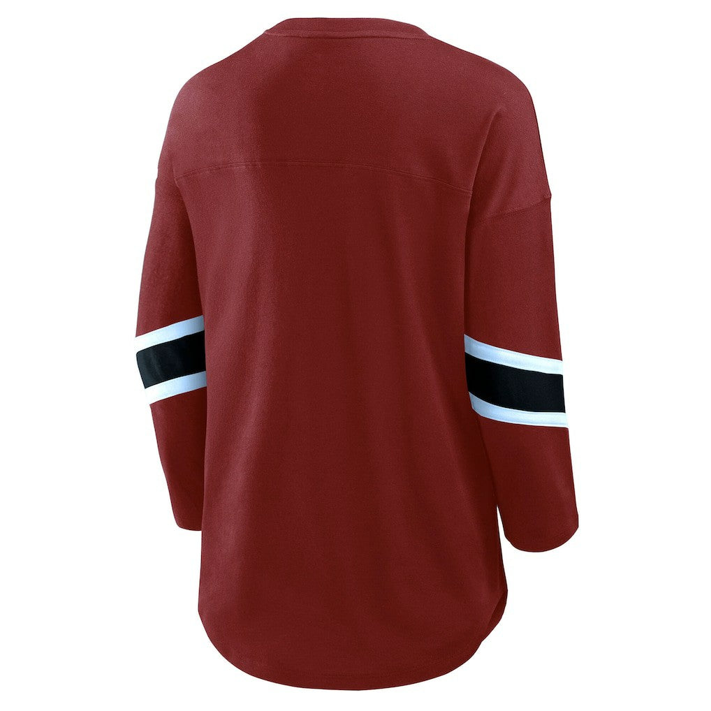 Washington Commanders Women's Plus Size Redzone 3/4-Sleeve Scoop Neck T-Shirt Burgundy