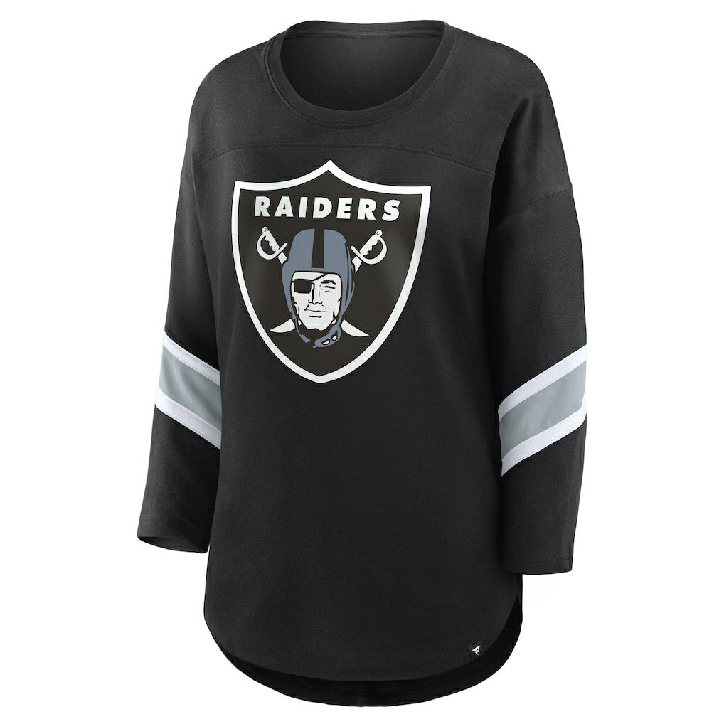 Las Vegas Raiders Women's Plus Size Redzone 3/4-Sleeve Scoop Neck T-Shirt Black