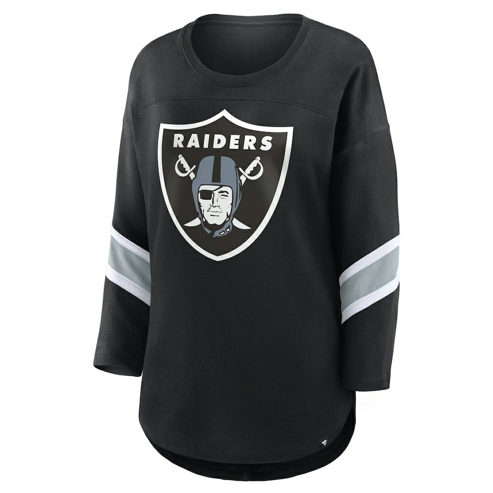 Las Vegas Raiders Women's Plus Size Redzone 3/4-Sleeve Scoop Neck T-Shirt Black
