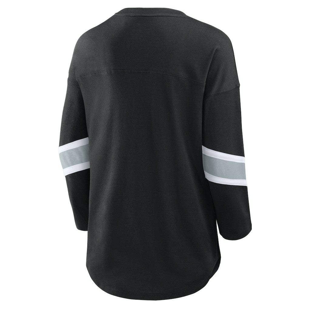 Las Vegas Raiders Women's Plus Size Redzone 3/4-Sleeve Scoop Neck T-Shirt Black