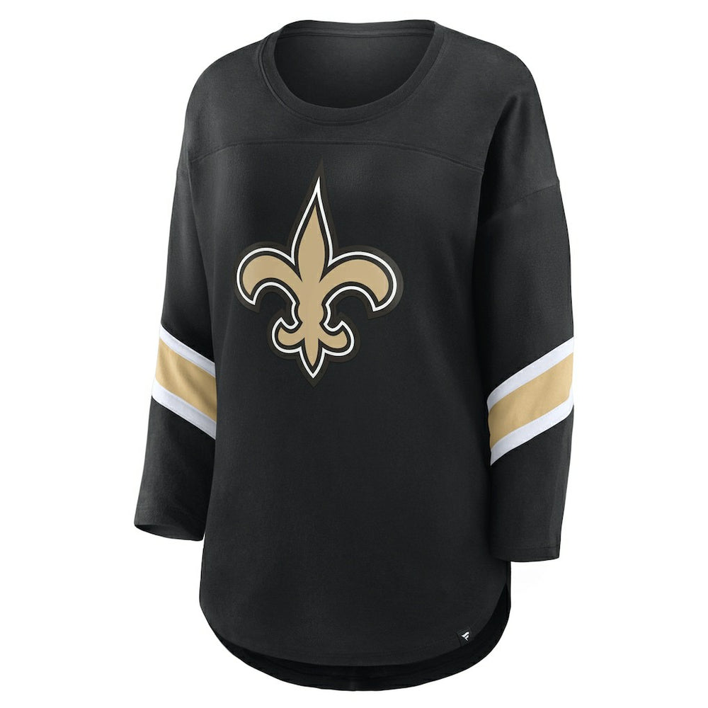 New Orleans Saints Women's Plus Size Redzone 3/4-Sleeve Scoop Neck T-Shirt Black