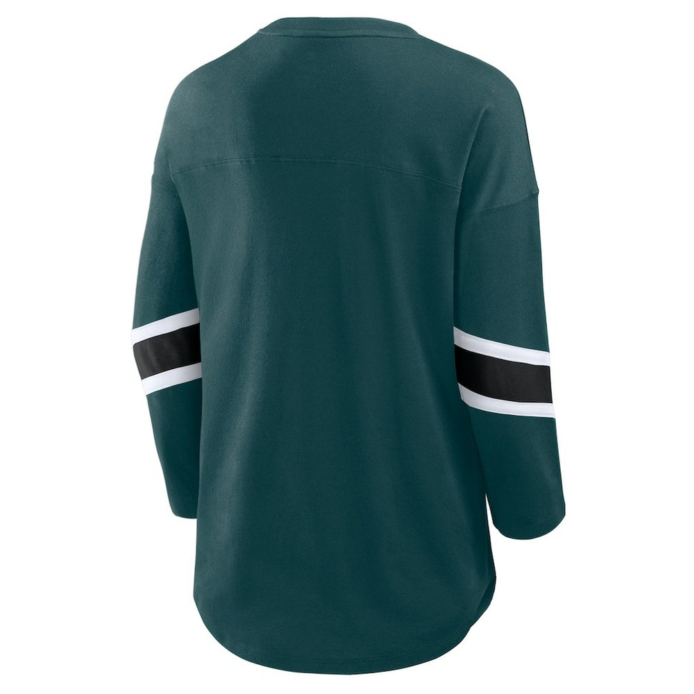 Philadelphia Eagles Women's Plus Size Redzone 3/4-Sleeve Scoop Neck T-Shirt Green