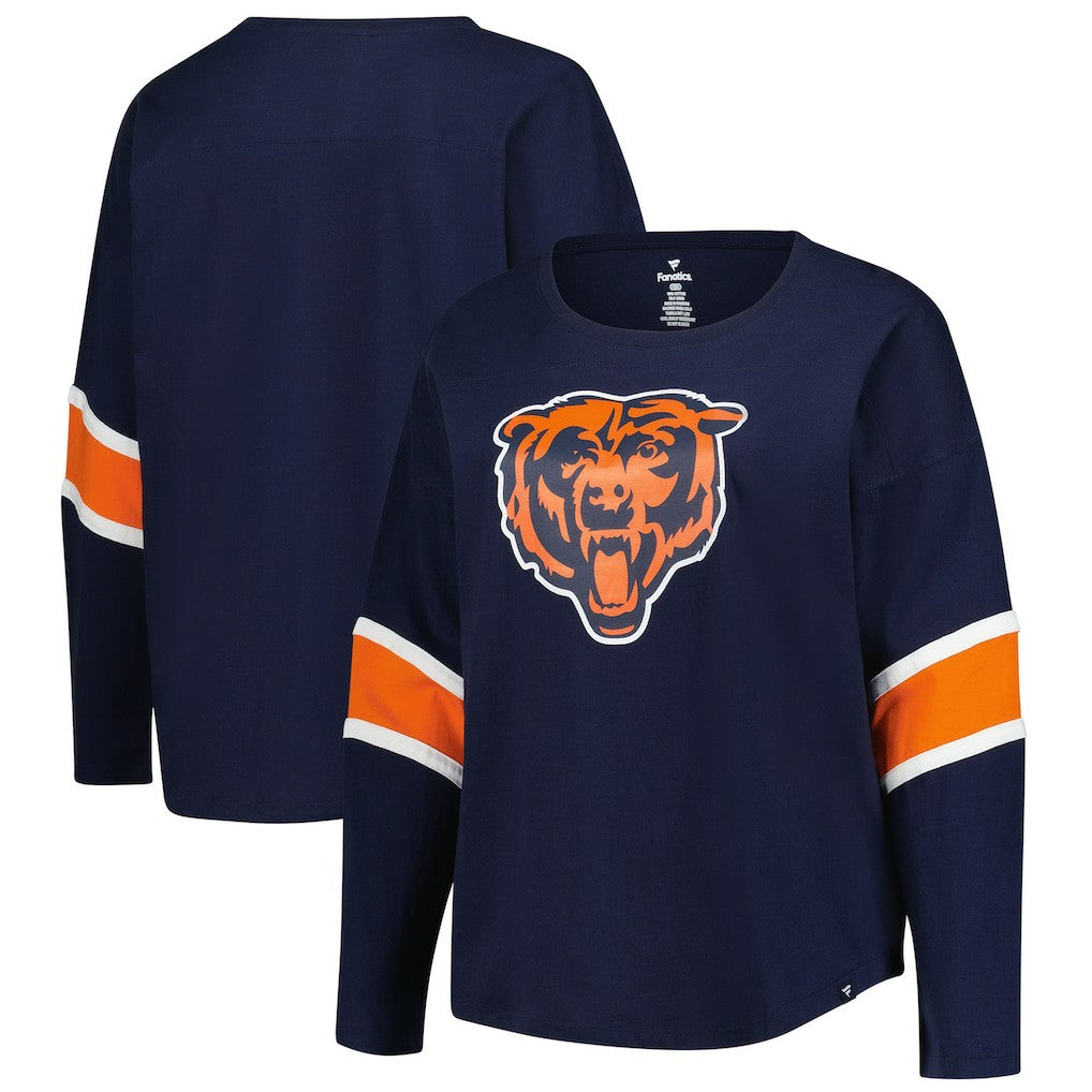 Chicago Bears Women's Plus Size Redzone 3/4-Sleeve Scoop Neck T-Shirt Navy