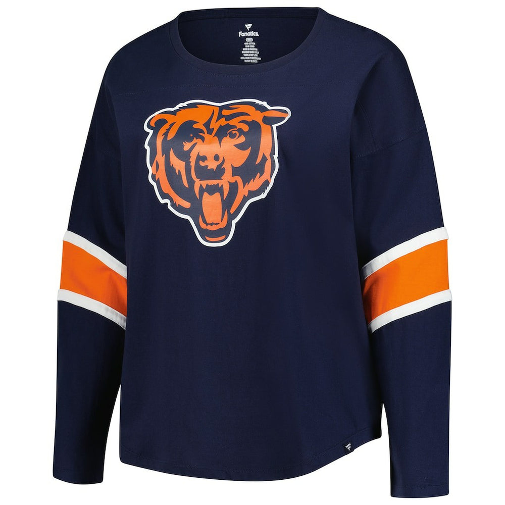 Chicago Bears Women's Plus Size Redzone 3/4-Sleeve Scoop Neck T-Shirt Navy