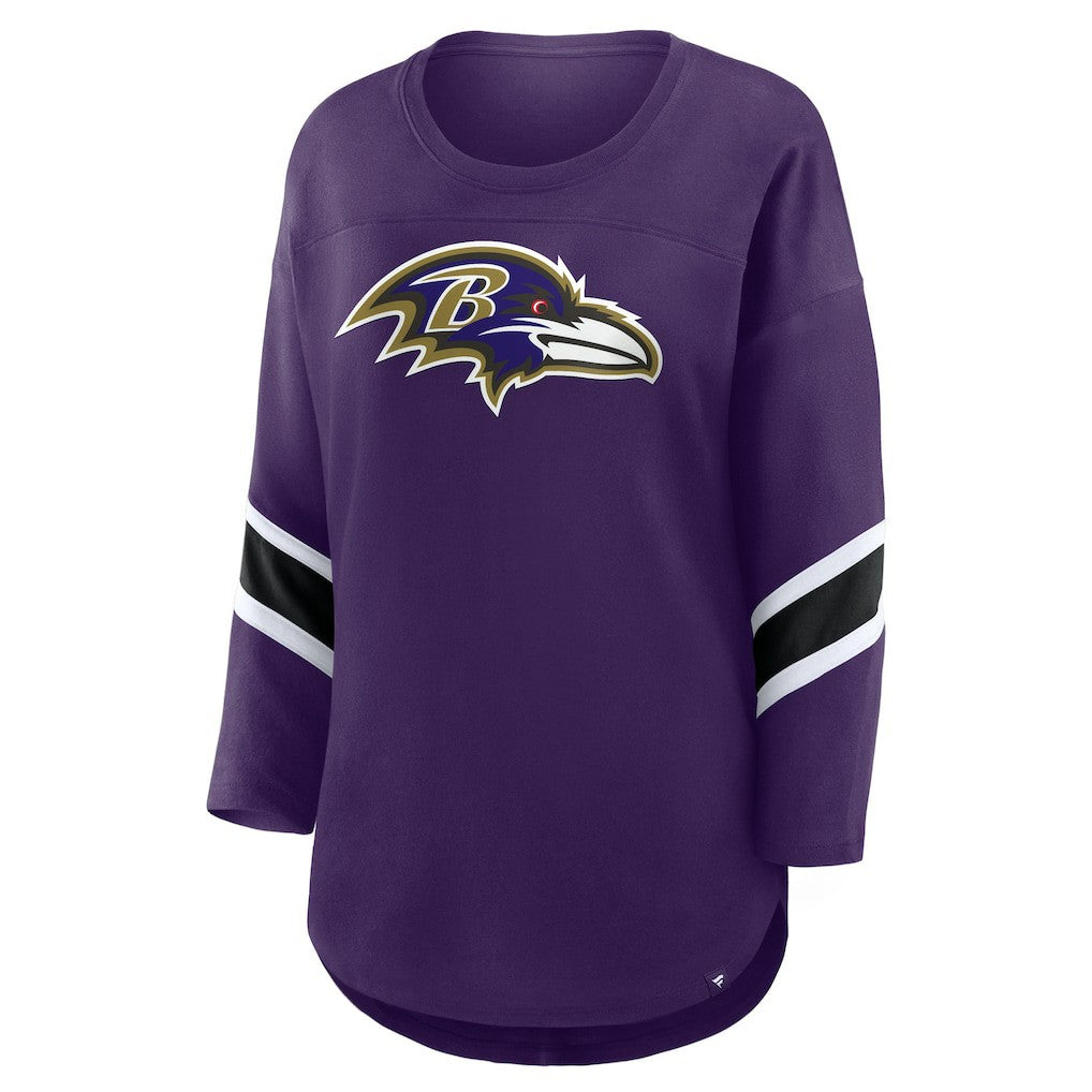Baltimore Ravens Women's Plus Size Redzone 3/4-Sleeve Scoop Neck T-Shirt Purple