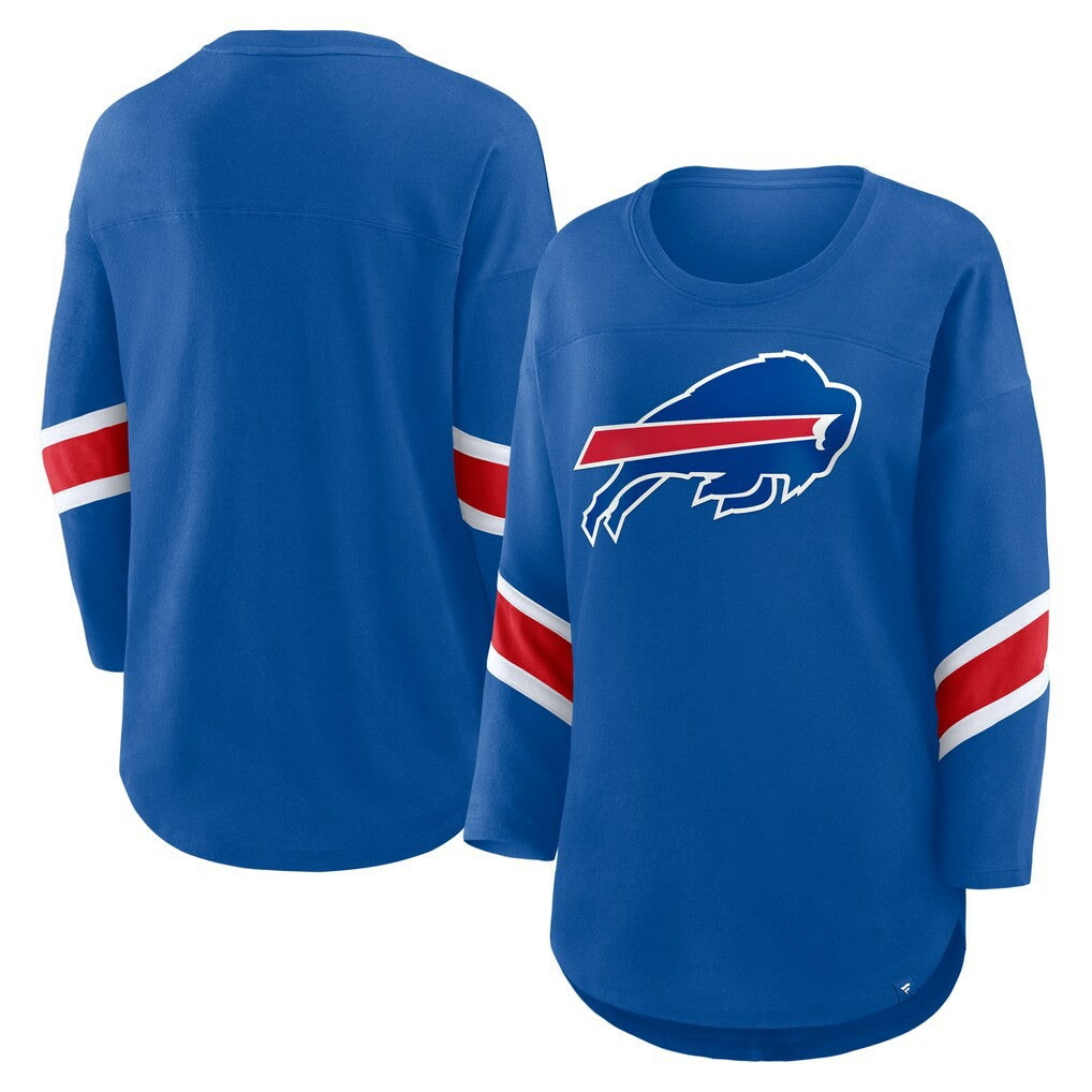 Buffalo Bills Women's Plus Size Redzone 3/4-Sleeve Scoop Neck T-Shirt Royal