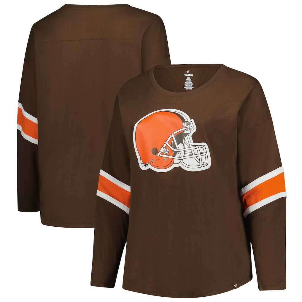 Cleveland Browns Women's Plus Size Redzone 3/4-Sleeve Scoop Neck T-Shirt Brown