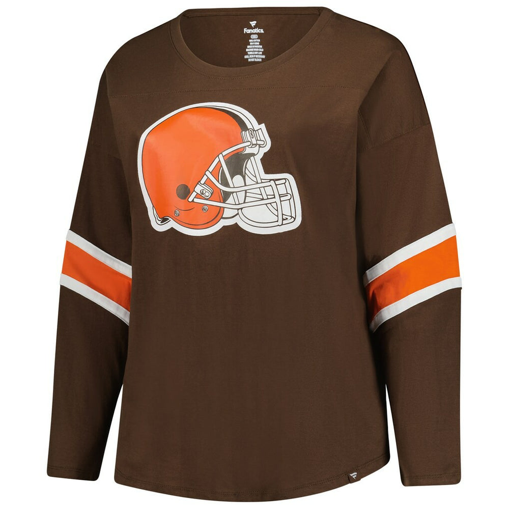 Cleveland Browns Women's Plus Size Redzone 3/4-Sleeve Scoop Neck T-Shirt Brown