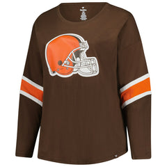 Cleveland Browns Women's Plus Size Redzone 3/4-Sleeve Scoop Neck T-Shirt Brown