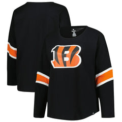 Cincinnati Bengals Women's Plus Size Redzone 3/4-Sleeve Scoop Neck T-Shirt Black