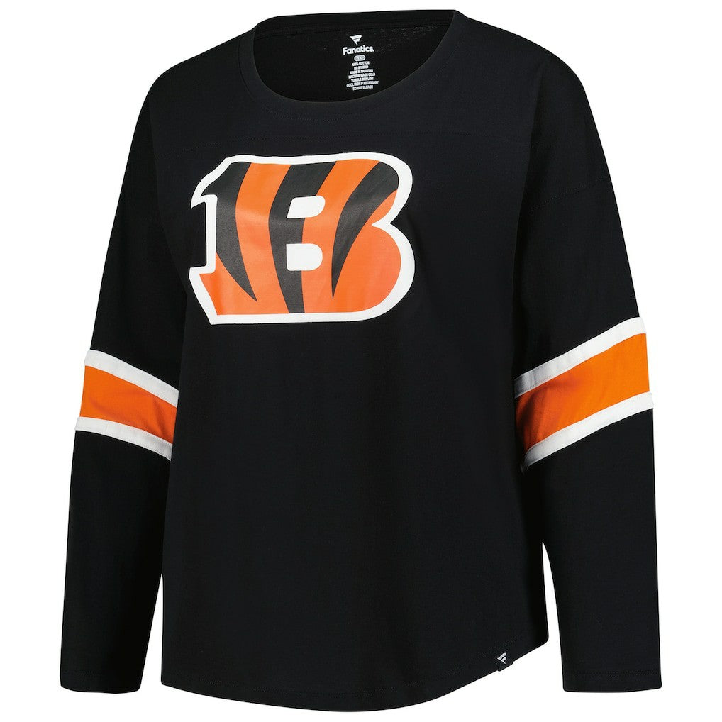 Cincinnati Bengals Women's Plus Size Redzone 3/4-Sleeve Scoop Neck T-Shirt Black