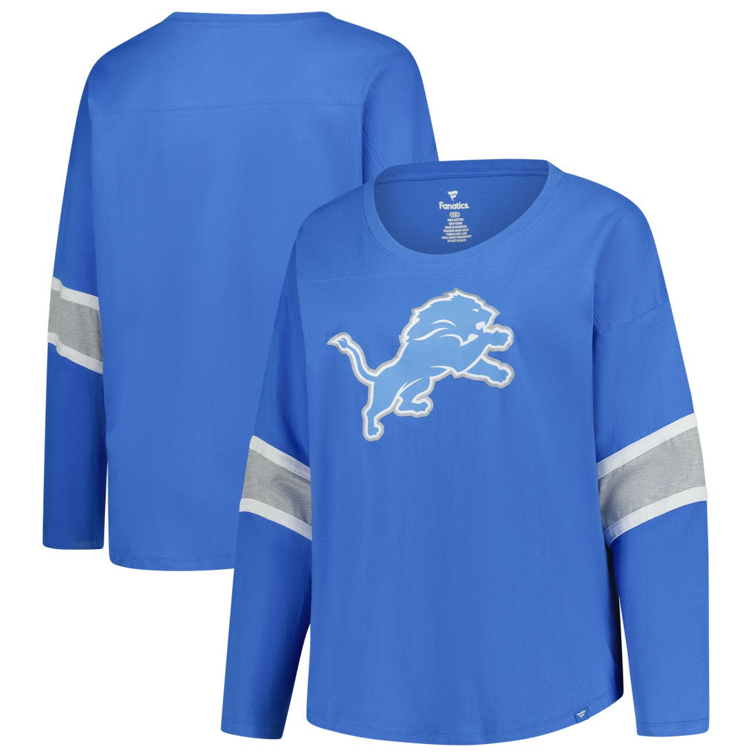 Detroit Lions Women's Plus Size Redzone 3/4-Sleeve Scoop Neck T-Shirt Blue