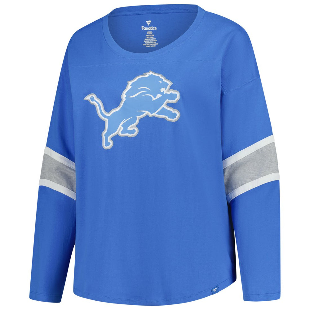 Detroit Lions Women's Plus Size Redzone 3/4-Sleeve Scoop Neck T-Shirt Blue
