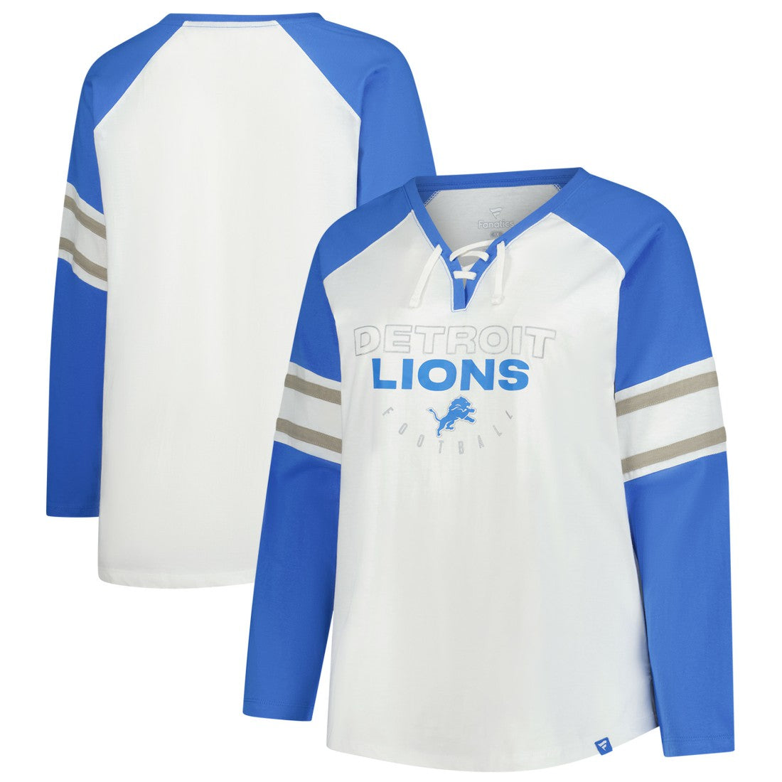 Detroit Lions Women's Plus Size Redzone Lace Up Long Sleeve T-Shirt White