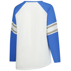 Detroit Lions Women's Plus Size Redzone Lace Up Long Sleeve T-Shirt White