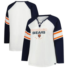Chicago Bears Women's Plus Size Redzone Lace Up Long Sleeve T-Shirt White