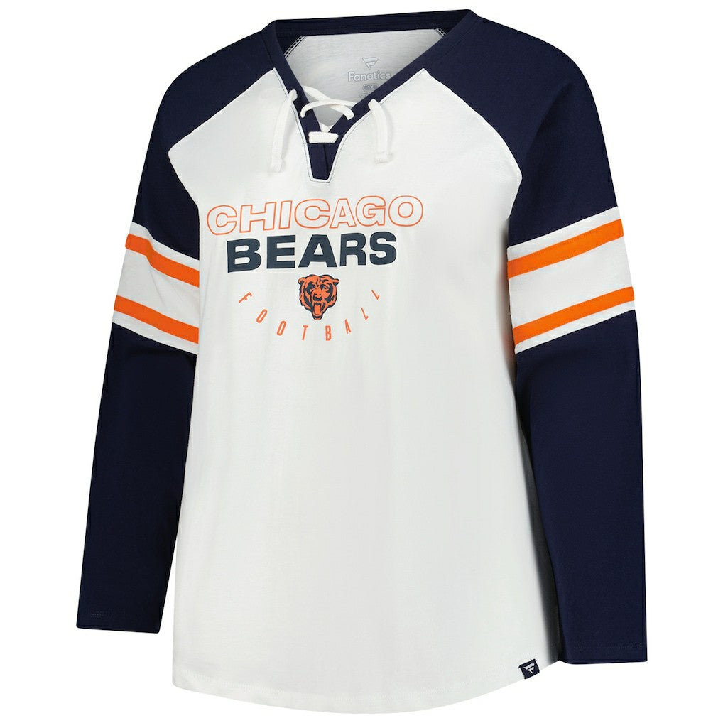 Chicago Bears Women's Plus Size Redzone Lace Up Long Sleeve T-Shirt White