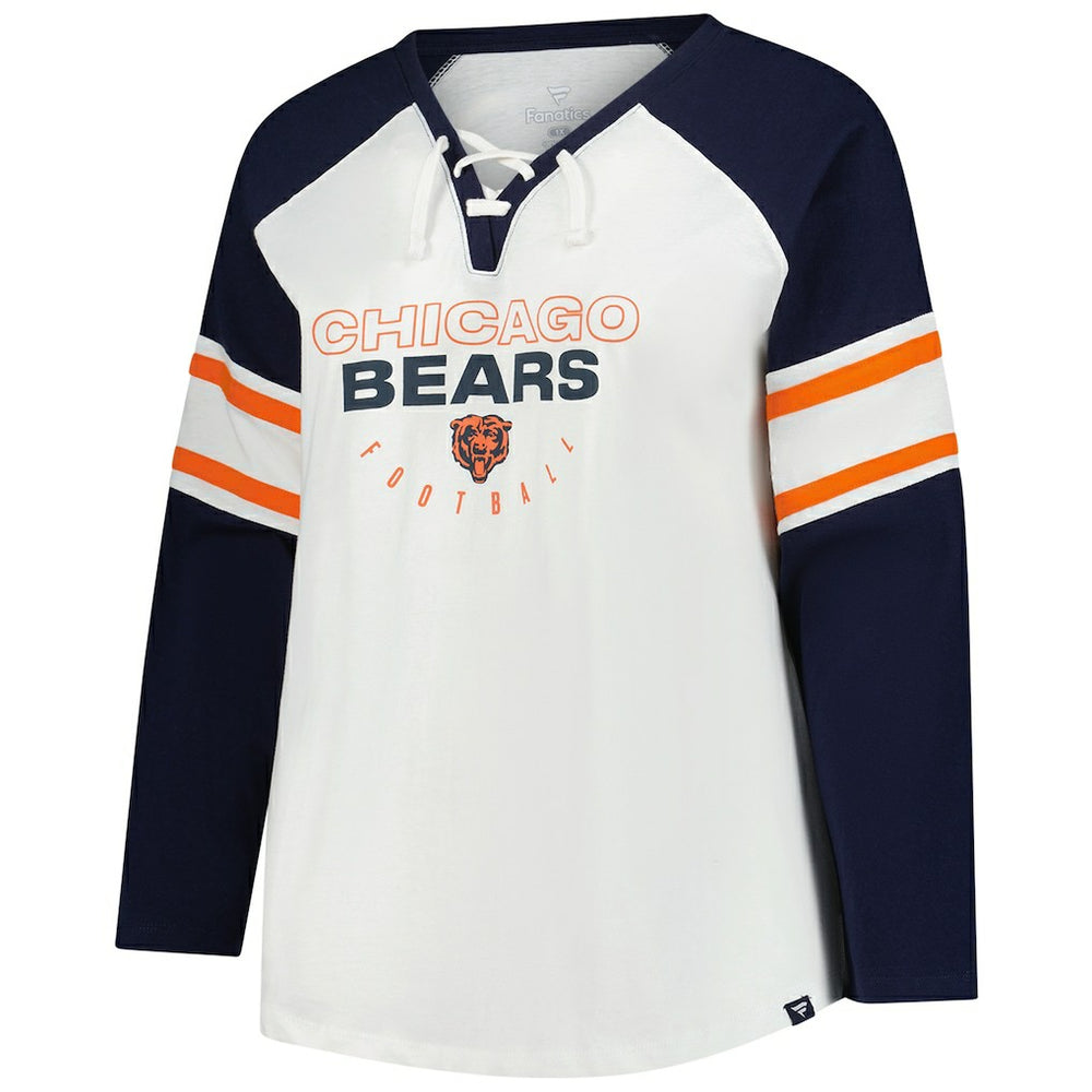 Chicago Bears Women's Plus Size Redzone Lace Up Long Sleeve T-Shirt White