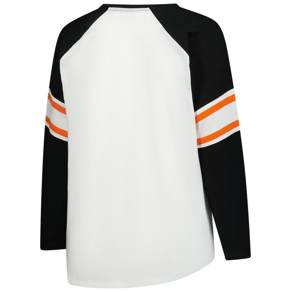 Cincinnati Bengals Women's Plus Size Redzone Lace Up Long Sleeve T-Shirt White