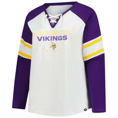 Minnesota Vikings Women's Plus Size Redzone Lace Up Long Sleeve T-Shirt White