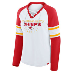 Kansas City Chiefs Women's Plus Size Redzone Lace Up Long Sleeve T-Shirt White