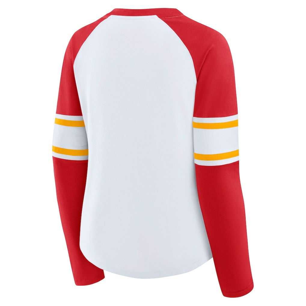 Kansas City Chiefs Women's Plus Size Redzone Lace Up Long Sleeve T-Shirt White
