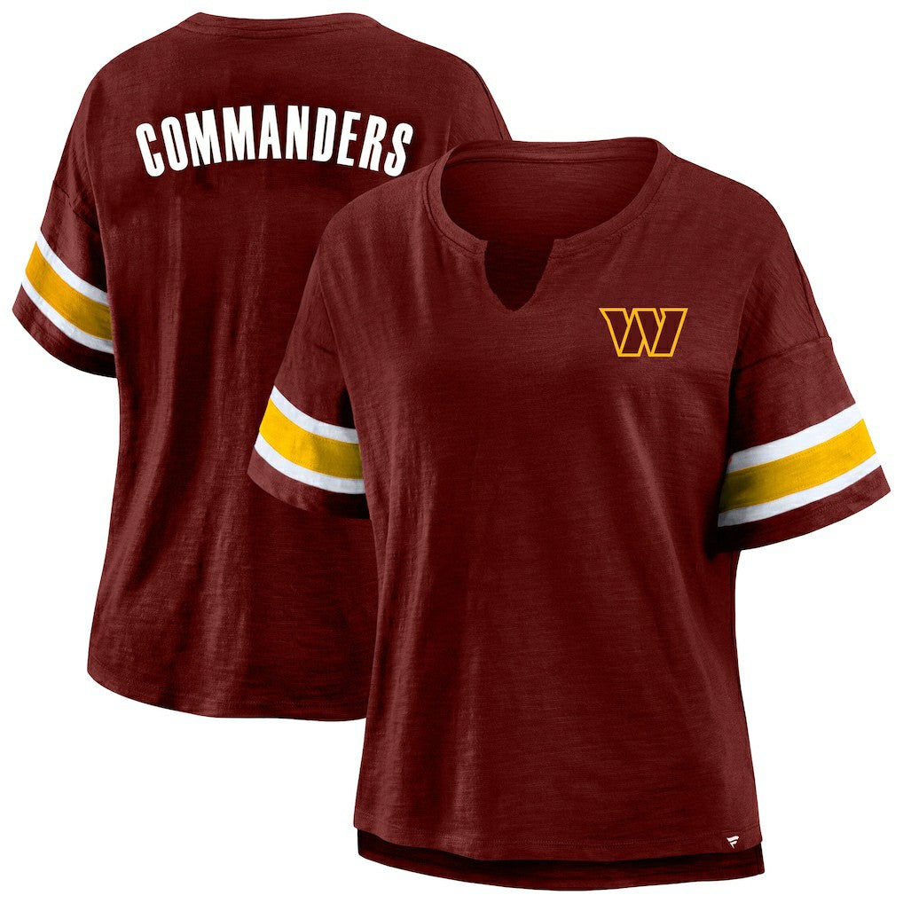 Washington Commanders Women's Plus Size Redzone Notch Neck T-Shirt Burgundy
