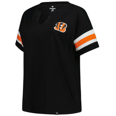 Cincinnati Bengals Women's Plus Size Redzone Notch Neck T-Shirt Black