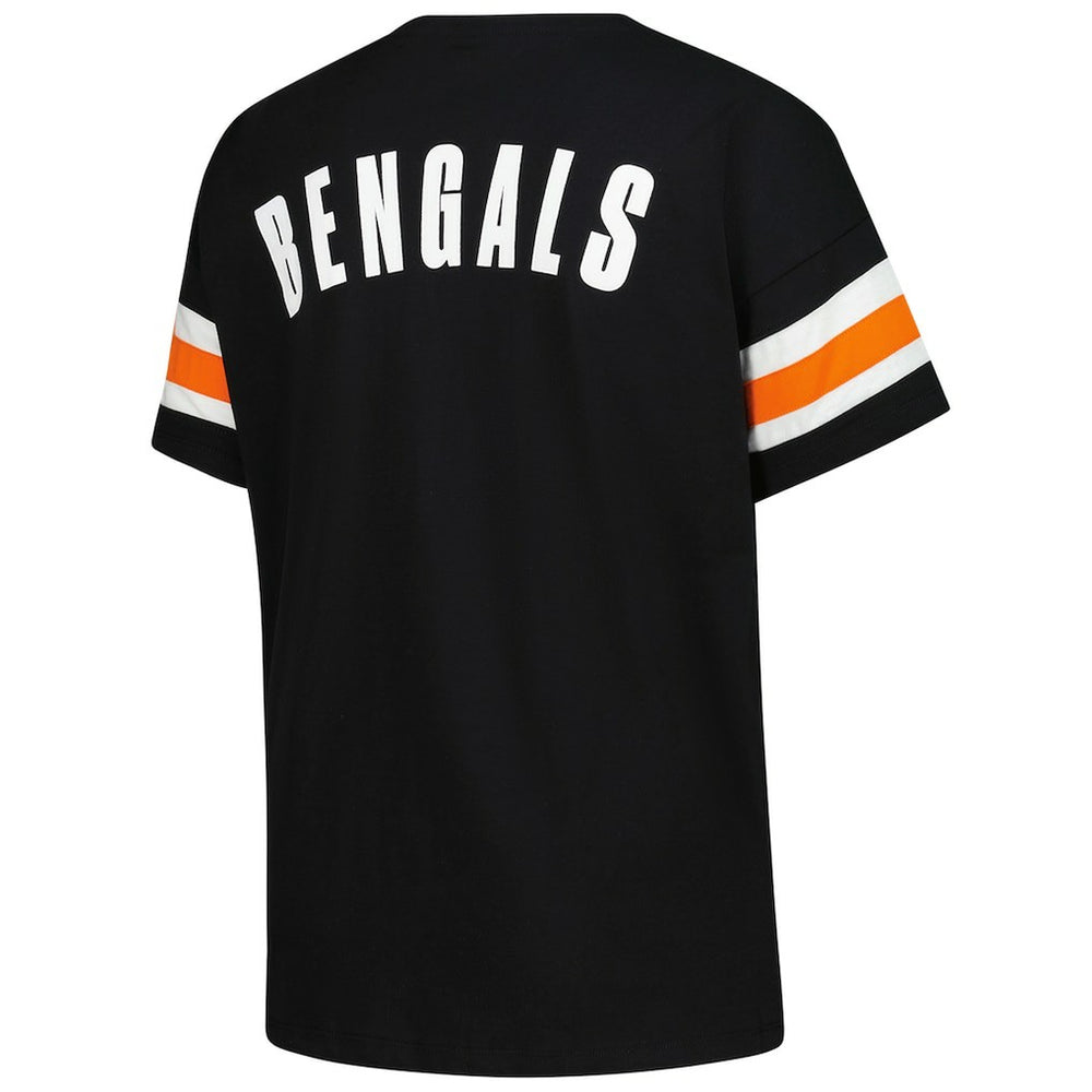 Cincinnati Bengals Women's Plus Size Redzone Notch Neck T-Shirt Black
