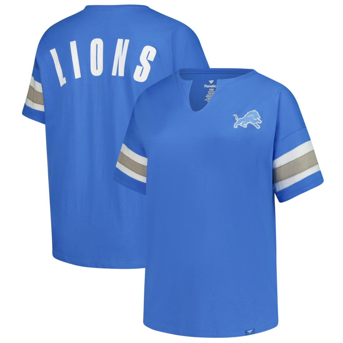 Detroit Lions Women's Plus Size Redzone Notch Neck T-Shirt Blue