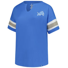 Detroit Lions Women's Plus Size Redzone Notch Neck T-Shirt Blue