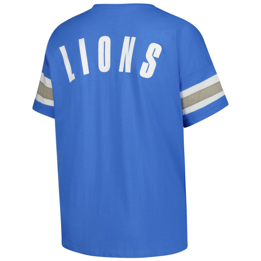 Detroit Lions Women's Plus Size Redzone Notch Neck T-Shirt Blue