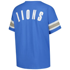 Detroit Lions Women's Plus Size Redzone Notch Neck T-Shirt Blue