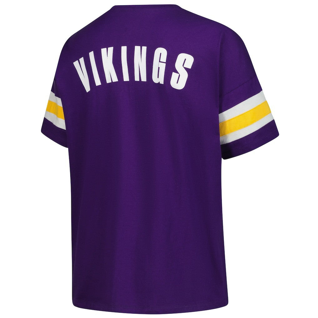 Minnesota Vikings Women's Plus Size Redzone Notch Neck T-Shirt Purple