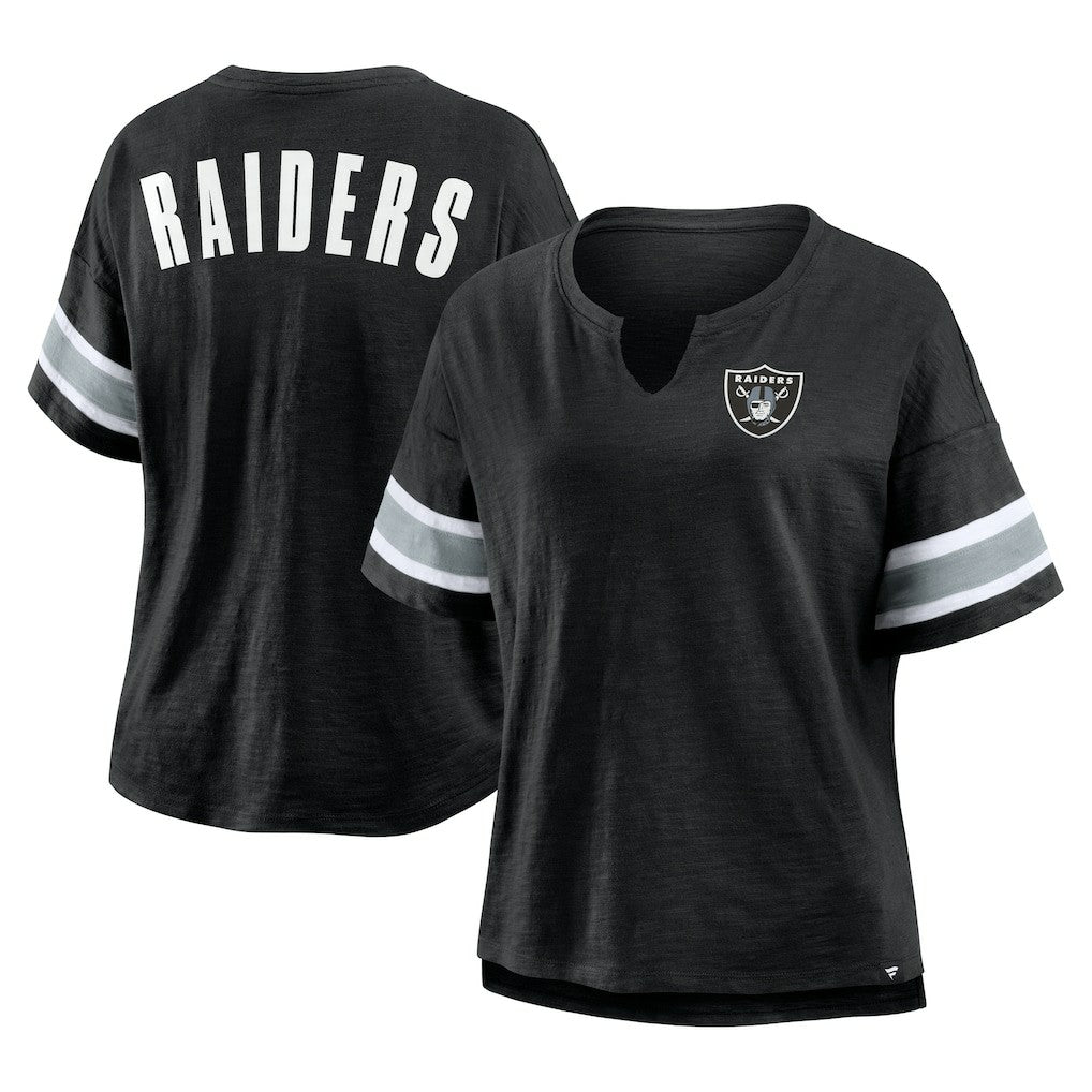 Las Vegas Raiders Women's Plus Size Redzone Notch Neck T-Shirt Black