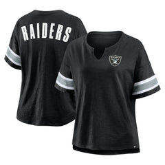 Las Vegas Raiders Women's Plus Size Redzone Notch Neck T-Shirt Black