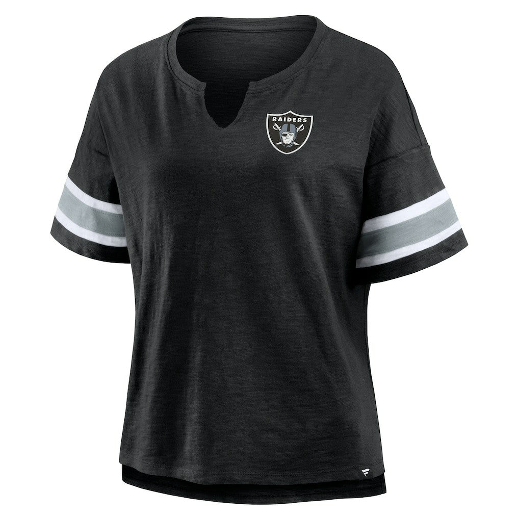 Las Vegas Raiders Women's Plus Size Redzone Notch Neck T-Shirt Black