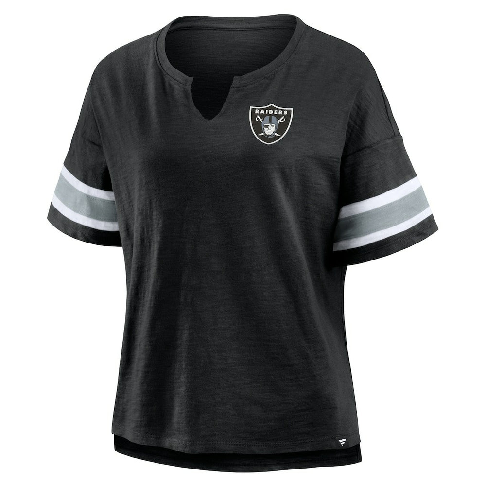 Las Vegas Raiders Women's Plus Size Redzone Notch Neck T-Shirt Black