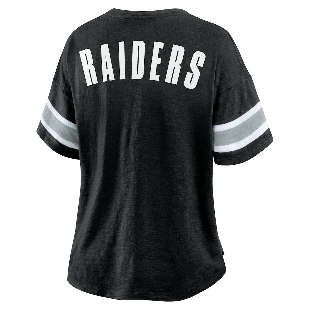 Las Vegas Raiders Women's Plus Size Redzone Notch Neck T-Shirt Black