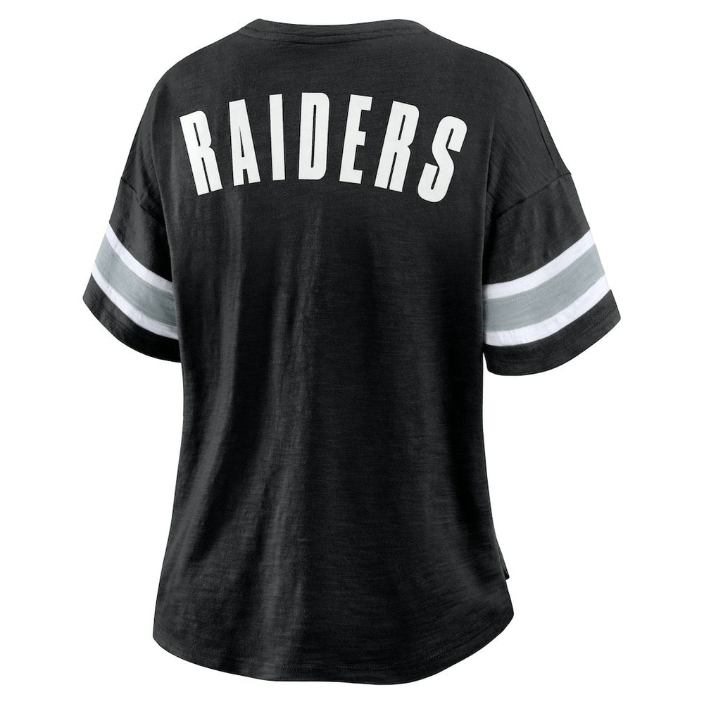 Las Vegas Raiders Women's Plus Size Redzone Notch Neck T-Shirt Black