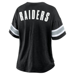Las Vegas Raiders Women's Plus Size Redzone Notch Neck T-Shirt Black