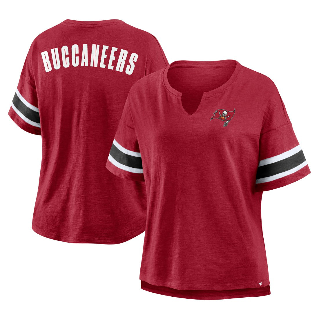 Tampa Bay Buccaneers Women's Plus Size Redzone Notch Neck T-Shirt Red
