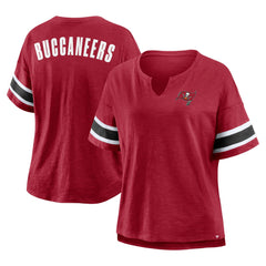Tampa Bay Buccaneers Women's Plus Size Redzone Notch Neck T-Shirt Red