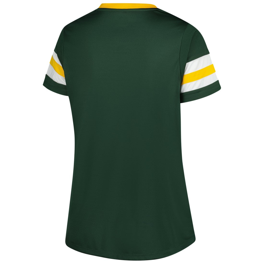 Green Bay Packers Women's Plus Size Rhinestone Redzone Athena Lace-Up Notch Neck T-Shirt Green