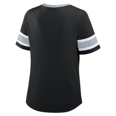 Las Vegas Raiders Women's Plus Size Red Zone Athena Lace-Up V-Notch Neck T-Shirt Black