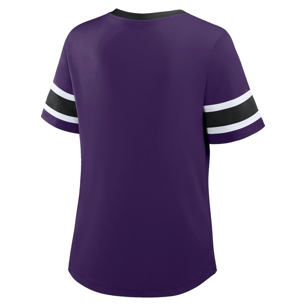 Baltimore Ravens Women's Plus Size Red Zone Athena Lace-Up V-Notch Neck T-Shirt Purple